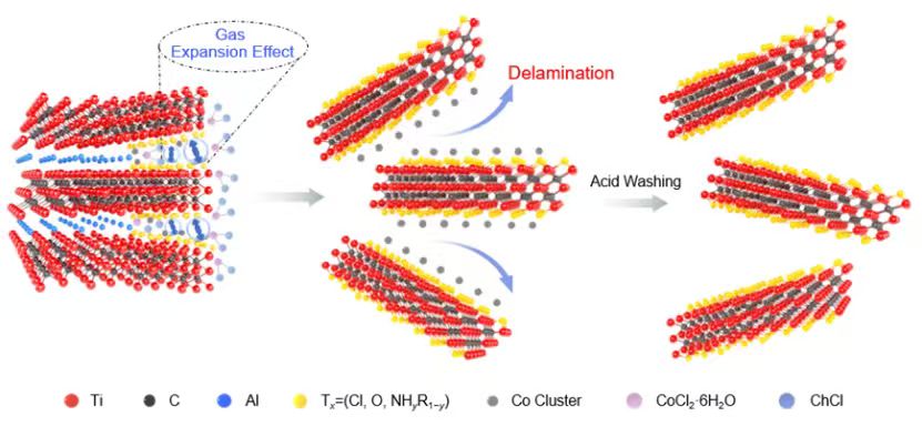 1773303566891475.jpg 少层荷正电MXene的制备过程示意图。(.jpg